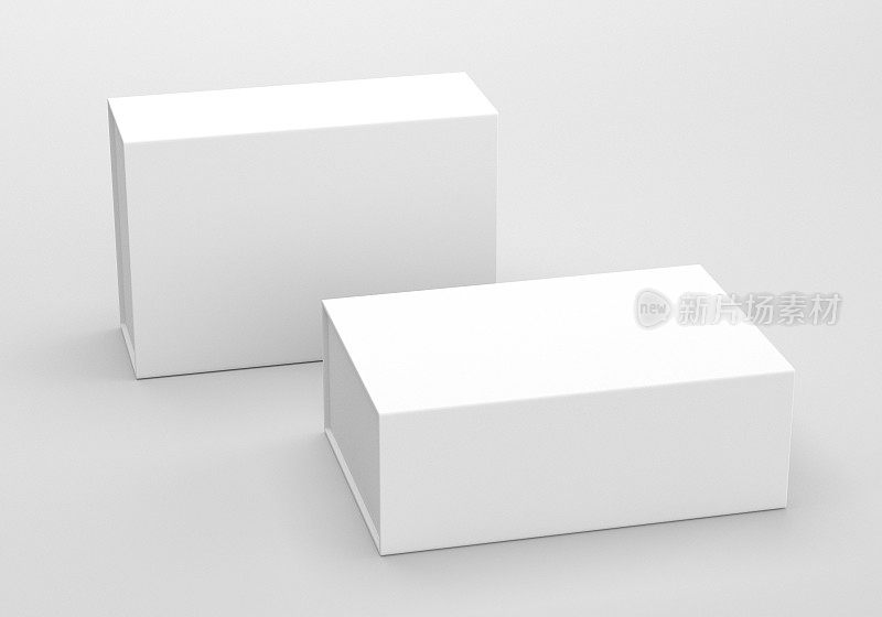 包装纸板滑动抽屉白色盒子。用于小件物品，火柴和其他东西。三维渲染