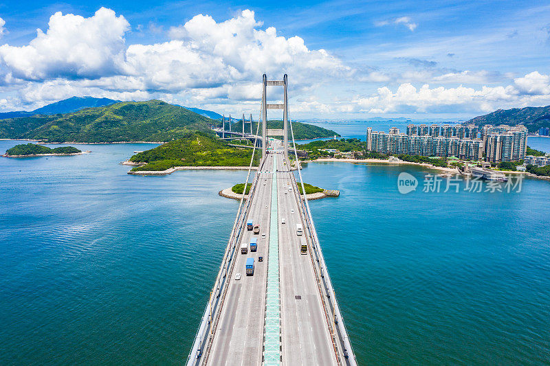 香港青马大桥鸟瞰图