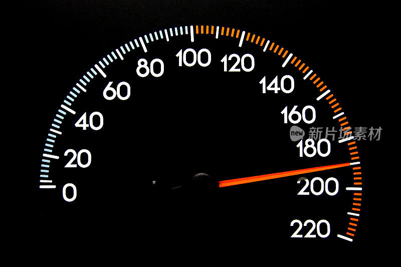 指针显示190的速度计
(没有公里或英里)
