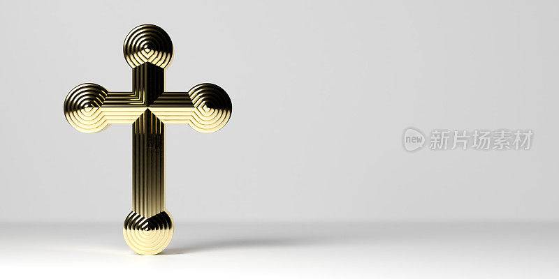 美丽的金色十字架插图站在空的灰色背景