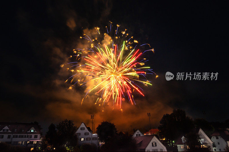 8月1日，瑞士埃里绍市上空燃放了大型烟花。