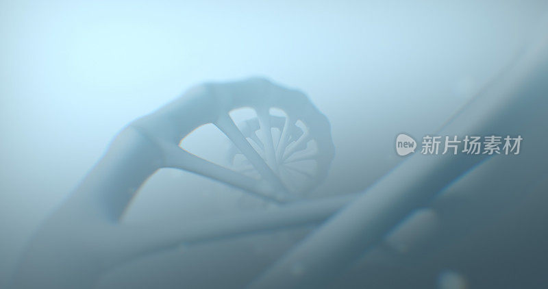 3D模型放大了白雾中的DNA片段