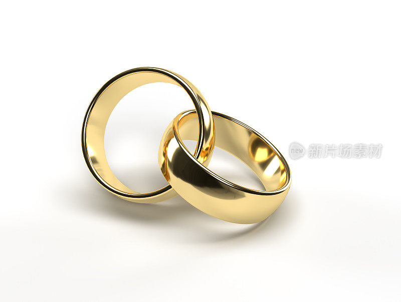 一对金婚戒指。