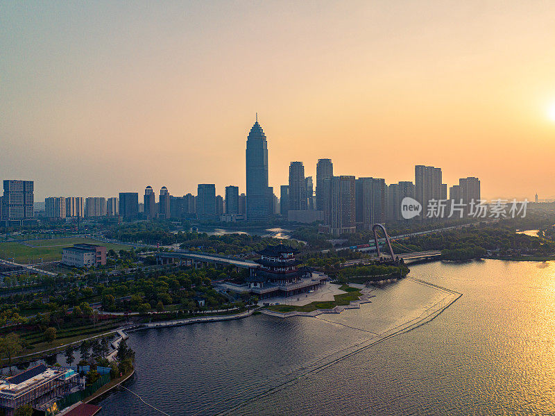 中国绍兴现代建筑景观鸟瞰图