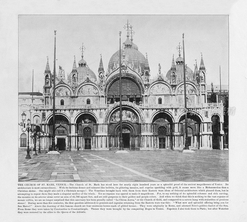 古意大利摄影:圣马克教堂，威尼斯，意大利，1893