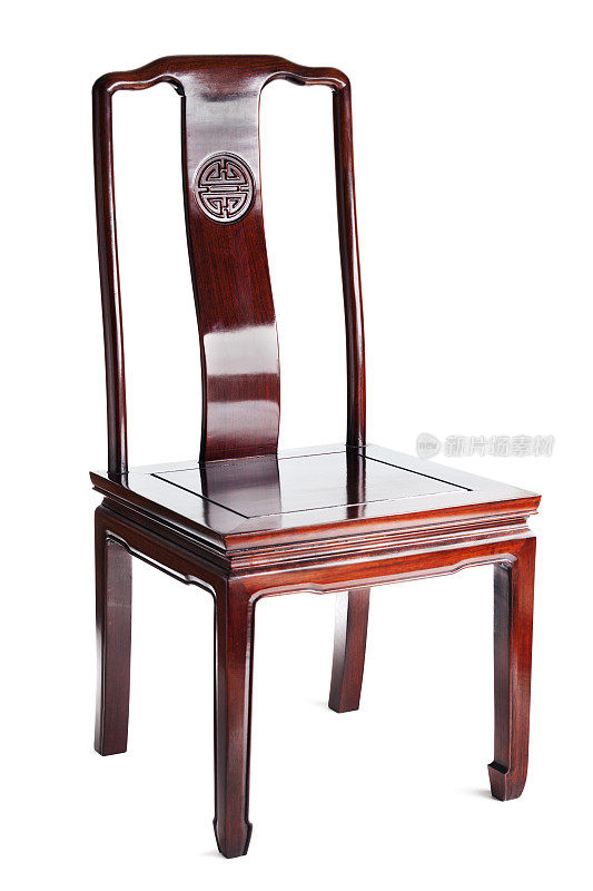 中国红木家具边椅子四分之一的观点孤立在白色
