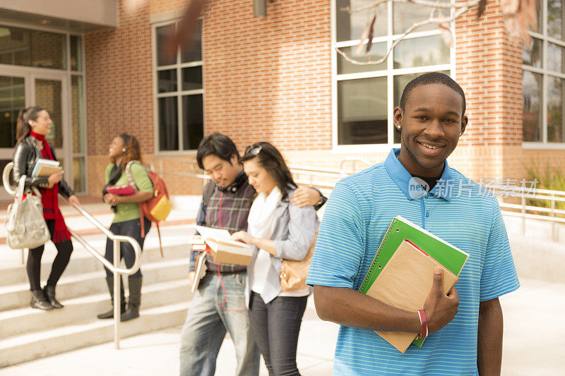 教育背景:非裔男大学生，校园好友。