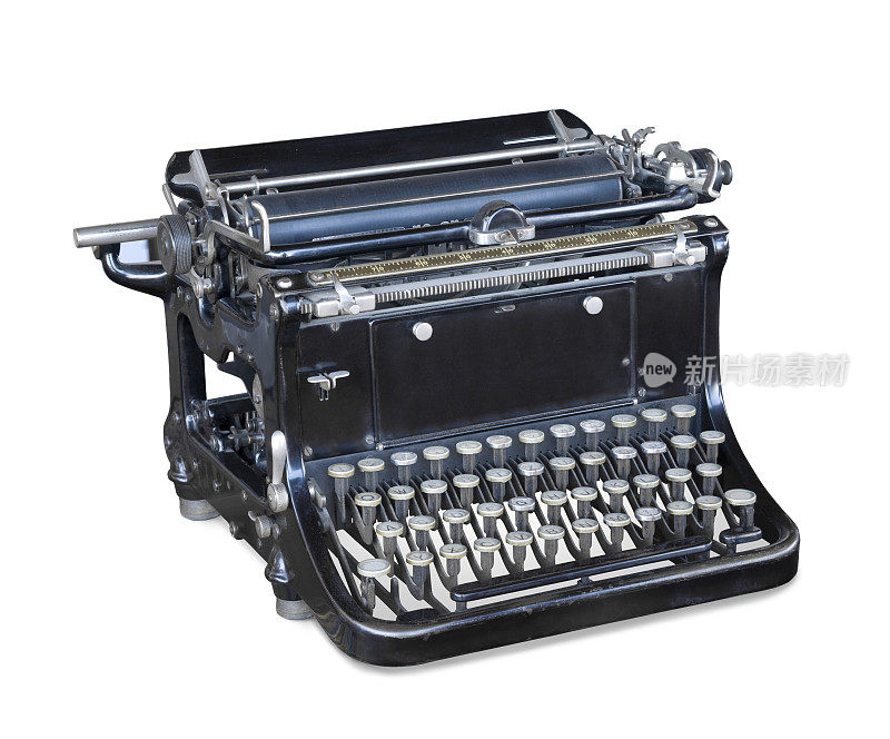 白色背景上的老式打字机