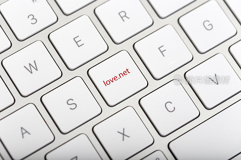 现代键盘与红色love.net按钮