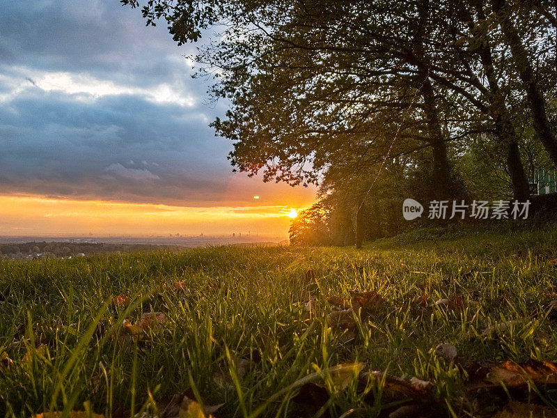 秋日风景中的落日