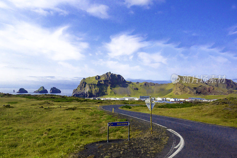 冰岛威斯特曼群岛(Vestmannaeyjar)的渔村