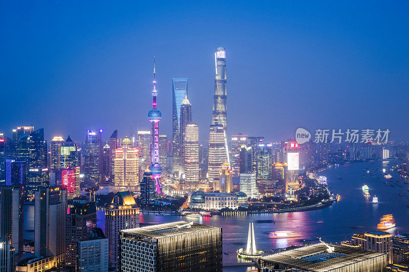 上海浦东新区天际线夜景