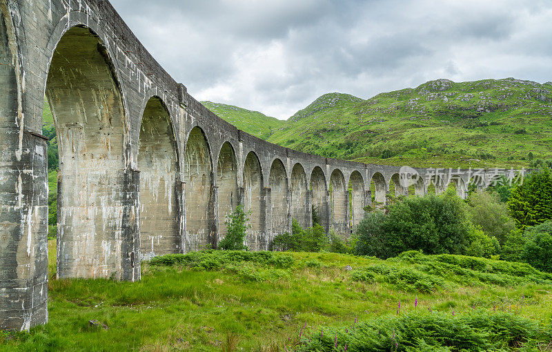 格伦芬南铁路高架桥与詹姆斯二世人蒸汽，在苏格兰高地洛哈伯地区。