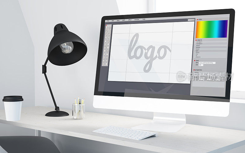 极小的桌面logo设计电脑