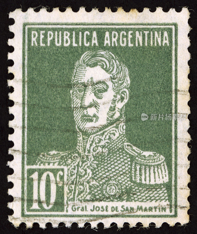1923年的阿根廷邮票，印有何塞·德·圣马丁