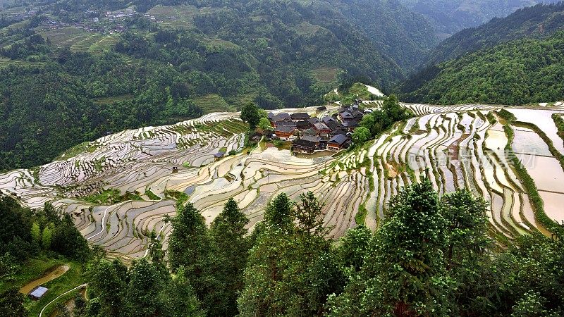 中国，贵州——梯田的抽象线条