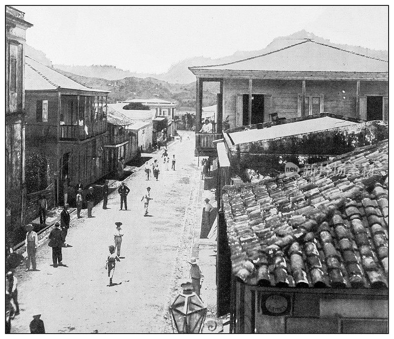古董黑白照片:萨巴纳格兰德，波多黎各