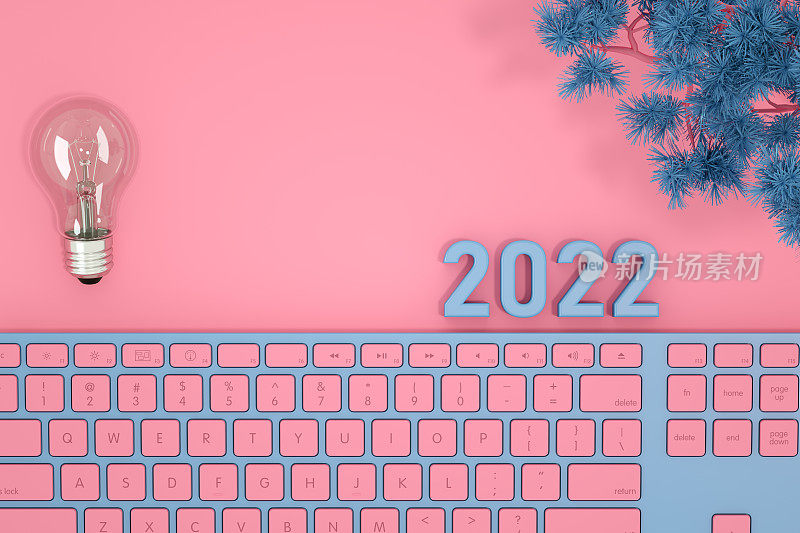 2022年新年和电脑键盘