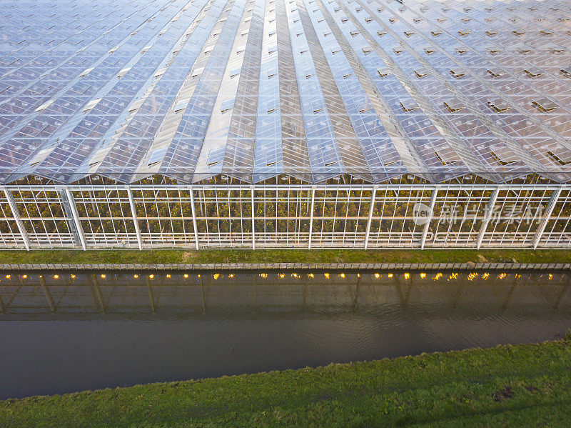 荷兰现代农业温室的鸟瞰图