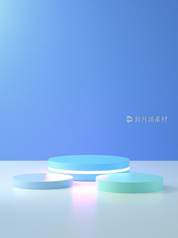 浅蓝色3D渲染产品展示平台