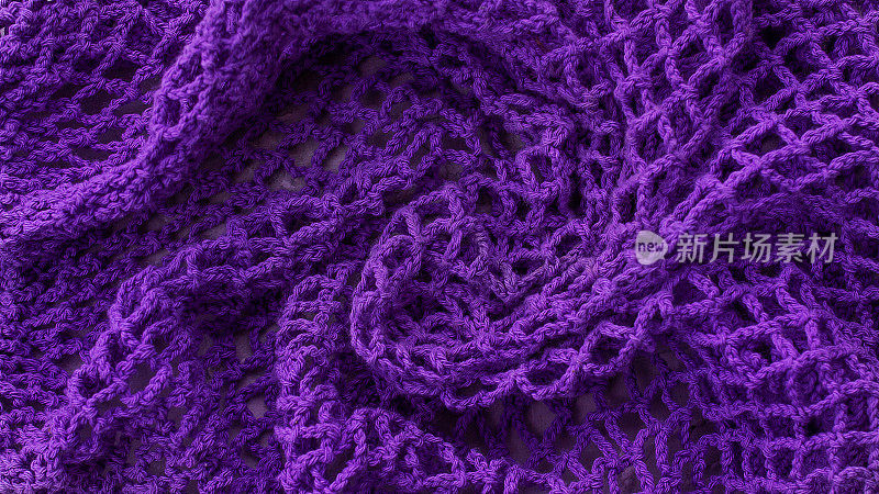 针织紫色波浪织物网串袋