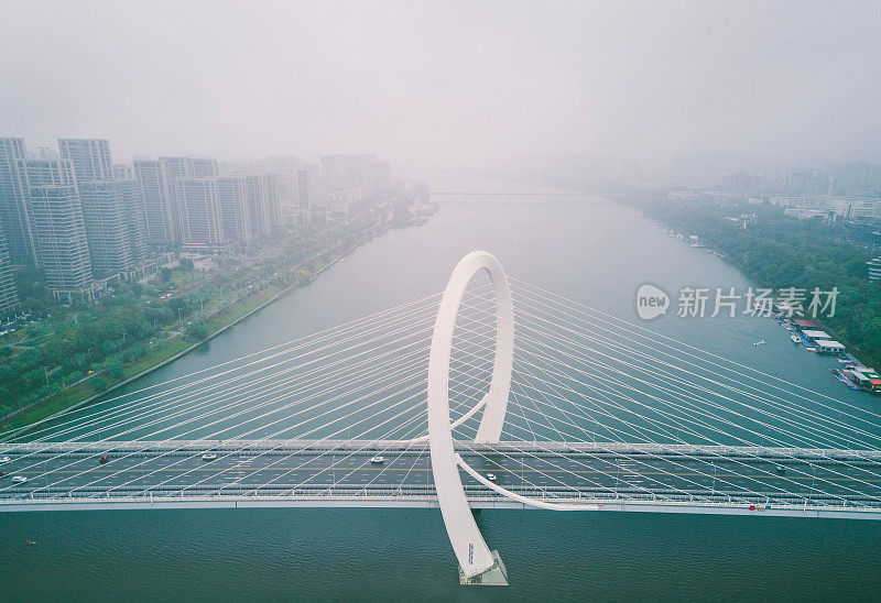 亚洲广西壮族自治区柳州白沙大桥鸟瞰图