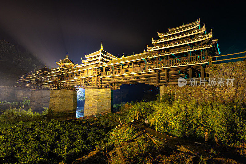 中国三江城阳风雨桥。