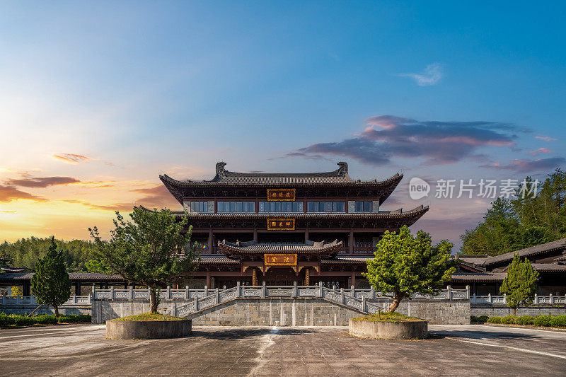 中国江西寺庙和古建筑的航空摄影