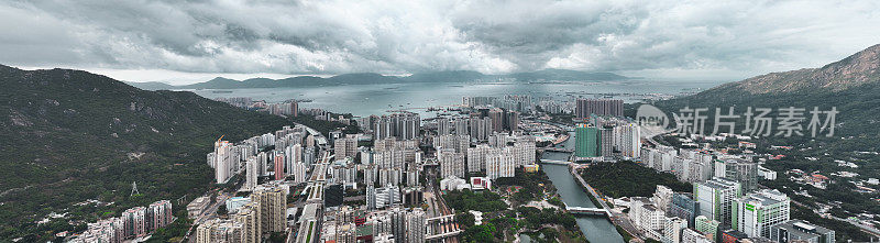 香港屯门市区的无人机景观