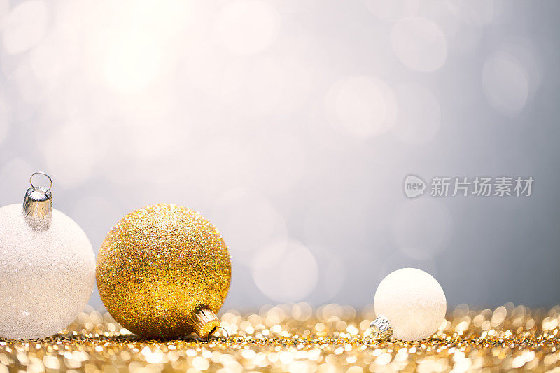 圣诞装饰品-散焦装饰金白