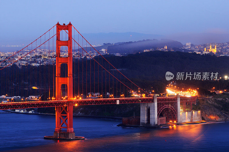 金门大桥夜景，旧金山，美国