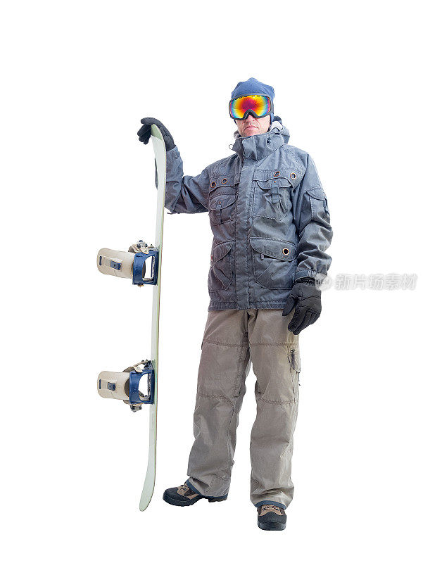 带有滑雪板甲板的滑雪板。孤立在白色背景上。