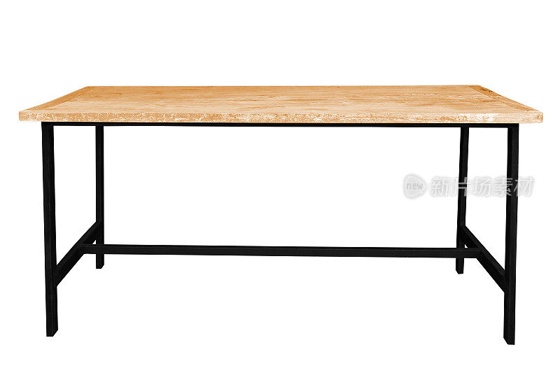 木制的桌子钢腿。