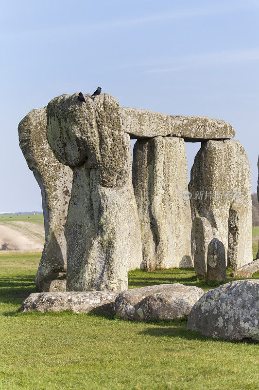 古代纪念碑巨石巨石阵傍晚阳光英格兰