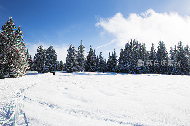 滑雪运动员在一个美丽的阳光明媚的冬天....罗格拉，斯洛文尼亚