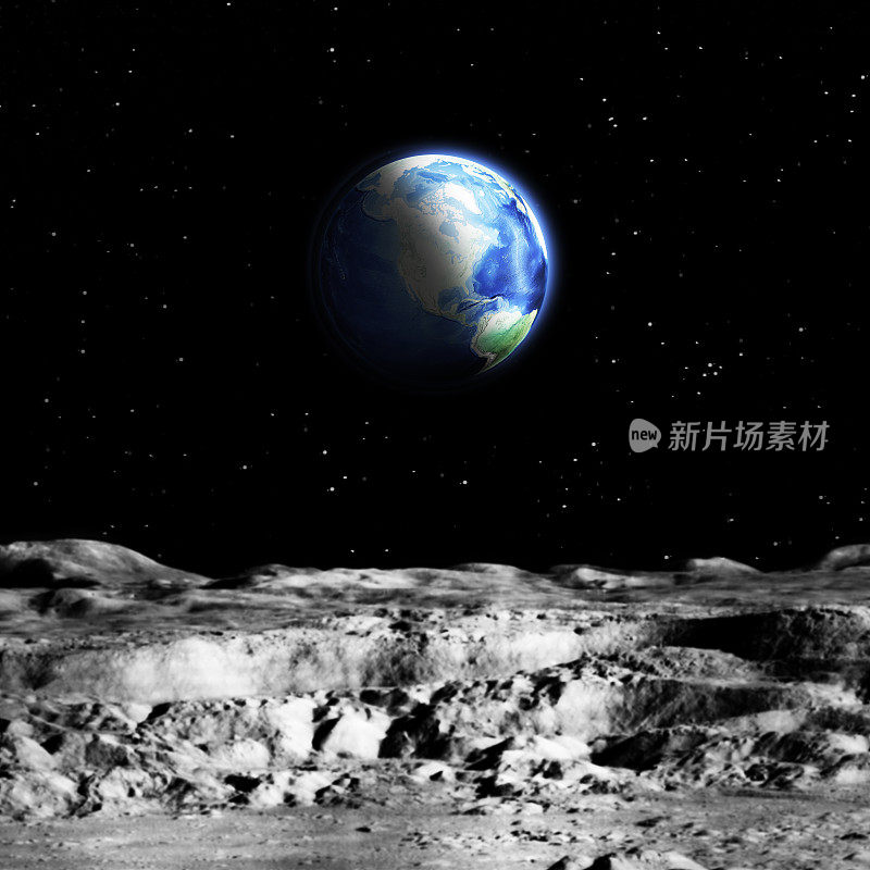 从月球表面看地球行星