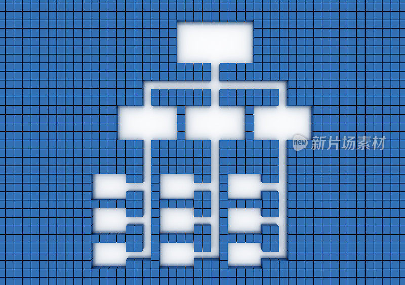 组织结构图(空白，蓝色背景)