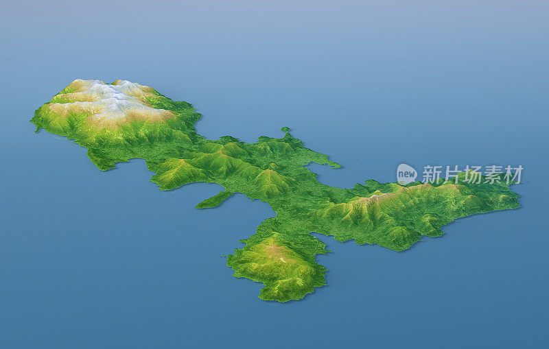 厄尔巴岛地形图3D景观视图浮雕颜色