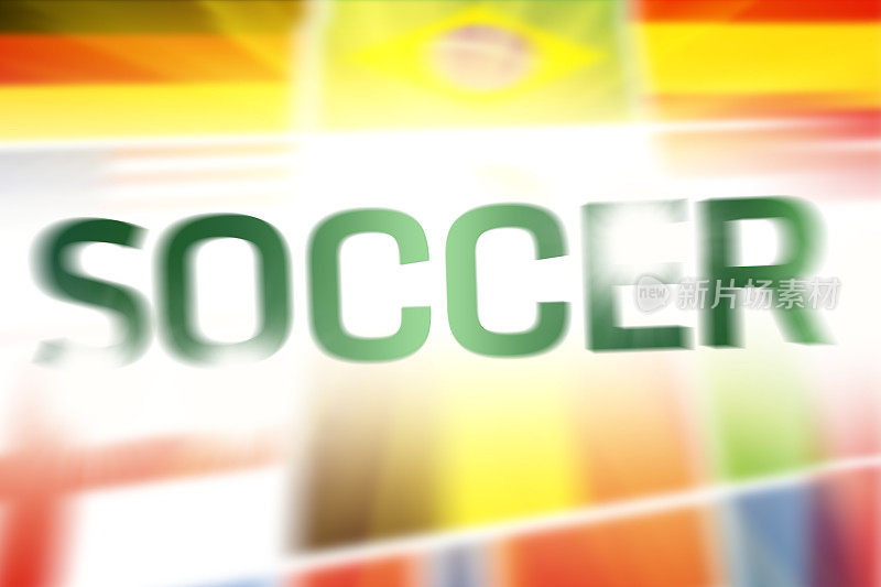 足球写在抽象的旗帜背景上