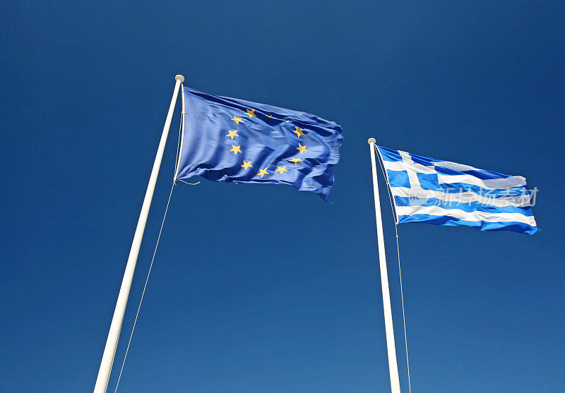 欧盟和希腊国旗