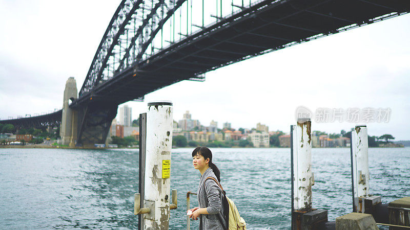 年轻的日本女孩在悉尼旅行