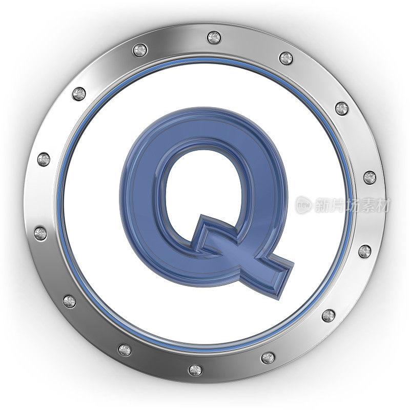字母Q在金属按钮上