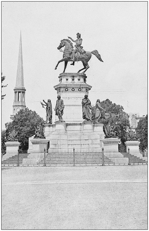 世界著名景点的古老照片:华盛顿纪念碑，里士满，弗吉尼亚州