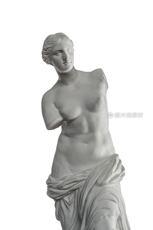 白色背景上的石膏维纳斯雕塑