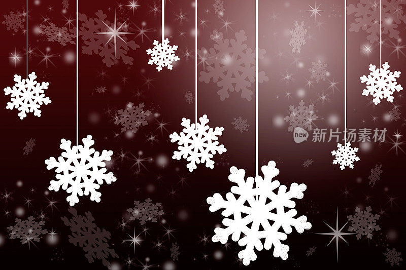 圣诞、冬天背景雪花的节日装饰品。