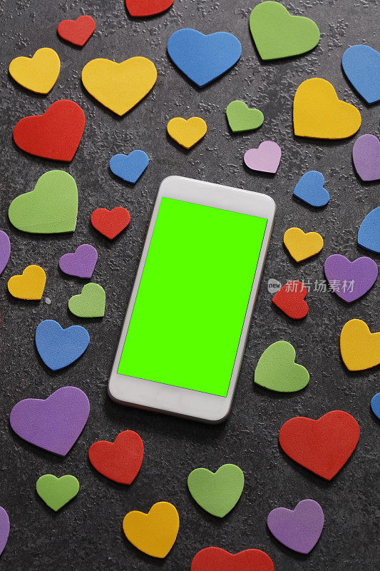 智能手机与绿色色度键绿色屏幕