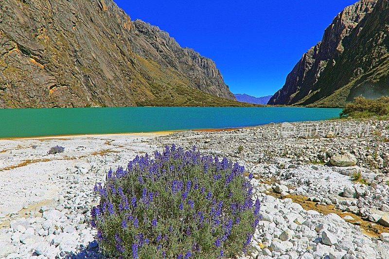 兰加努科湖，位于秘鲁安第斯山脉的布兰卡山脉