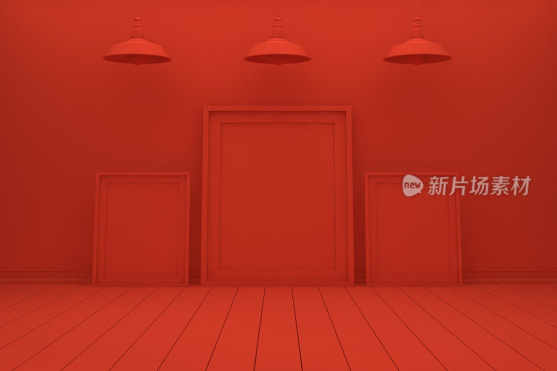 红色客厅的空框架