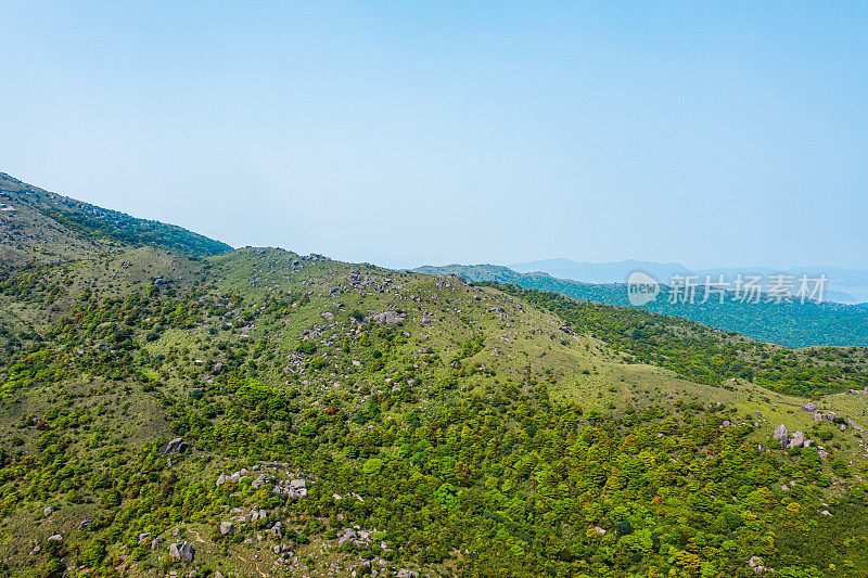 香港大帽山夏日阳光明媚，天空湛蓝