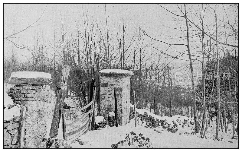 古董黑白照片:所罗门神庙，响尾蛇山，伍斯特